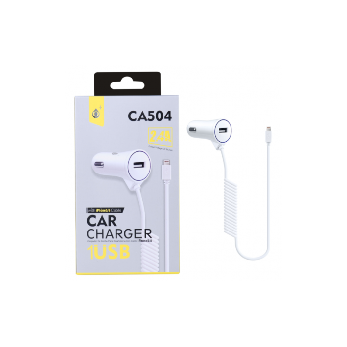 Incarcator Auto Oneplus Ca504 2.a Amperi Cu Cablu Lightning + Port Usb ALB IPhone [2]