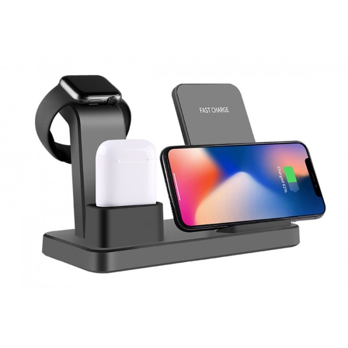 Incarcator premium de birou 3 in 1,Fast Charger,wireless, suporta incarcarea a 3 dispozitive iPhone / Apple Watch / AirPods,desi [6]