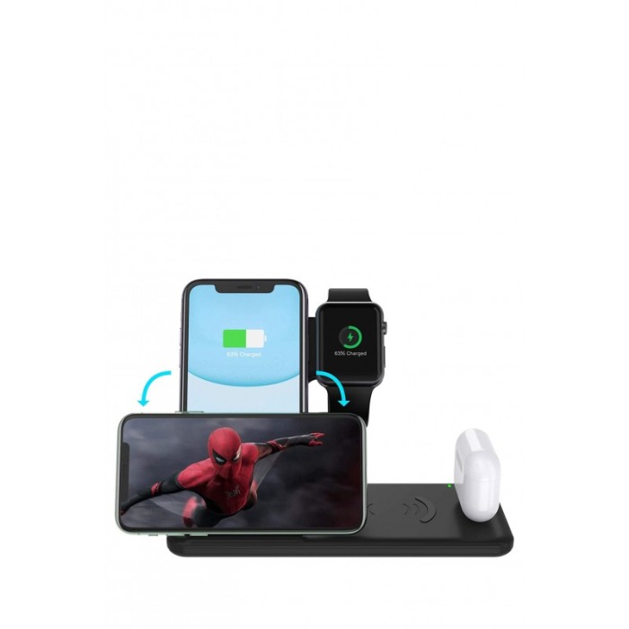 Incarcator premium inteligent 4 in 1, wireless, suporta incarcare a 4 dispozitive, 3 platforme wireless si un dock lighting,desi [2]