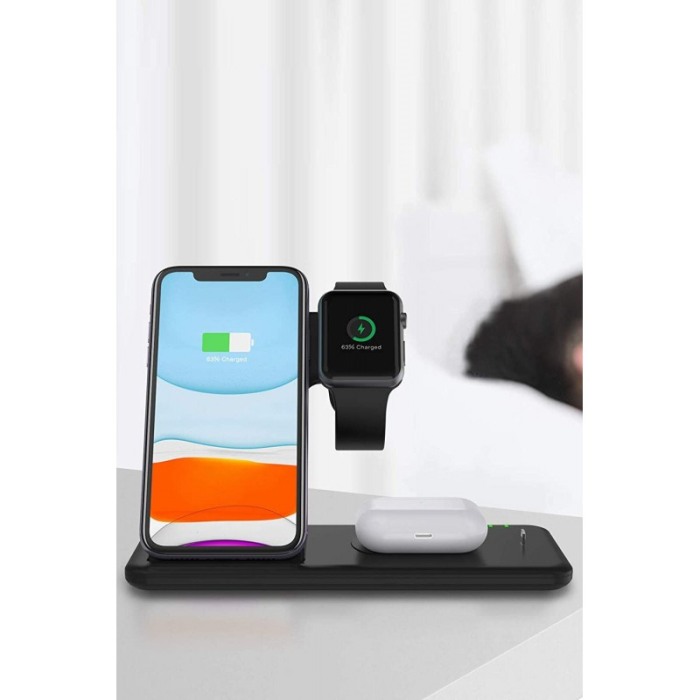 Incarcator premium inteligent 4 in 1, wireless, suporta incarcare a 4 dispozitive, 3 platforme wireless si un dock lighting,desi [6]