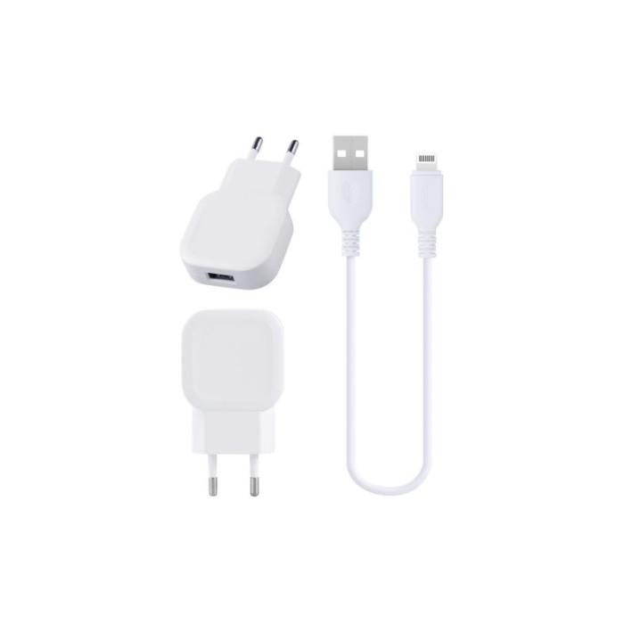 Incarcator retea Iphone , Lightning, 2.1A,  incarcator priza si cablu Alb [2]