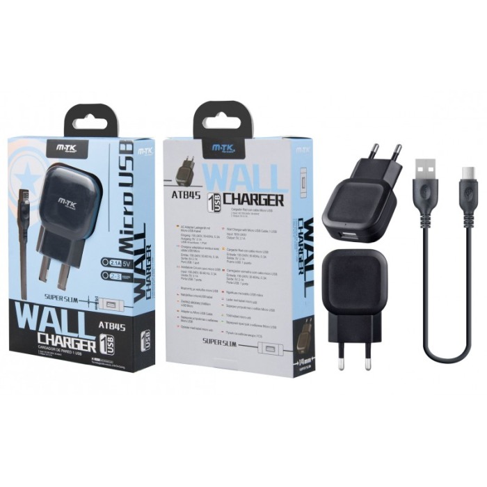 Incarcator retea Universal  , MicroUSB, 2.1A,  incarcator priza si cablu Negru [3]