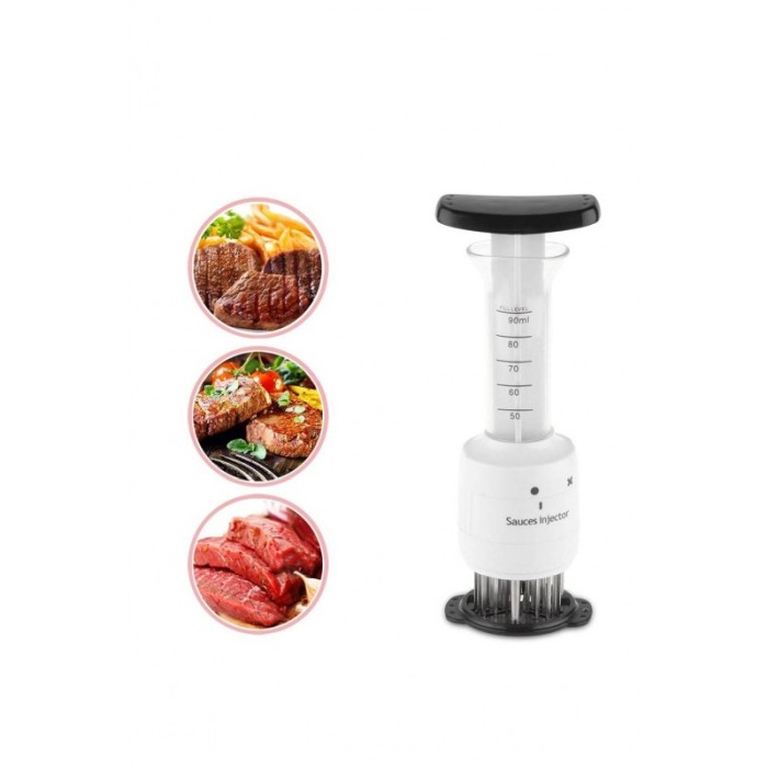 Injector de sos Tender pentru fragezirea carnii,27 de lame si 3 ace pentru injectare, cilindru gradat,diferite setari de adancim [4]