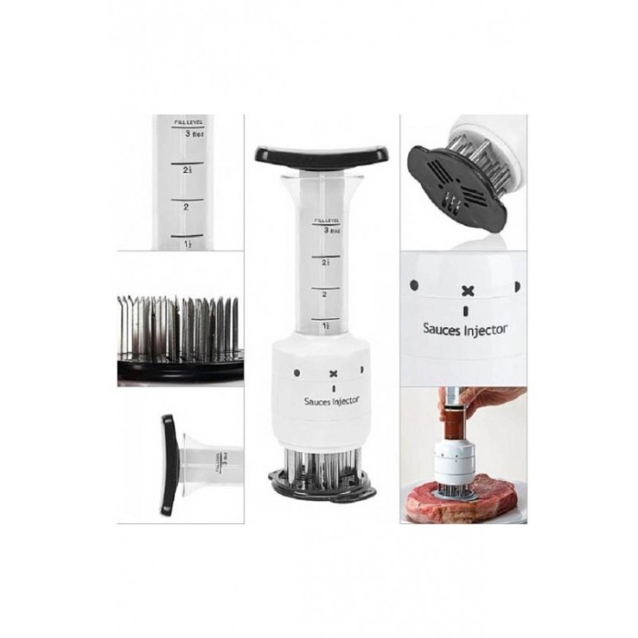 Injector de sos Tender pentru fragezirea carnii,27 de lame si 3 ace pentru injectare, cilindru gradat,diferite setari de adancim [6]