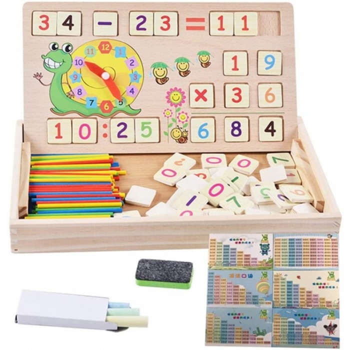 Joc de activitati interactive , multifunctional de calcul,ceas si tabla de desenat, lemn , Doty [2]