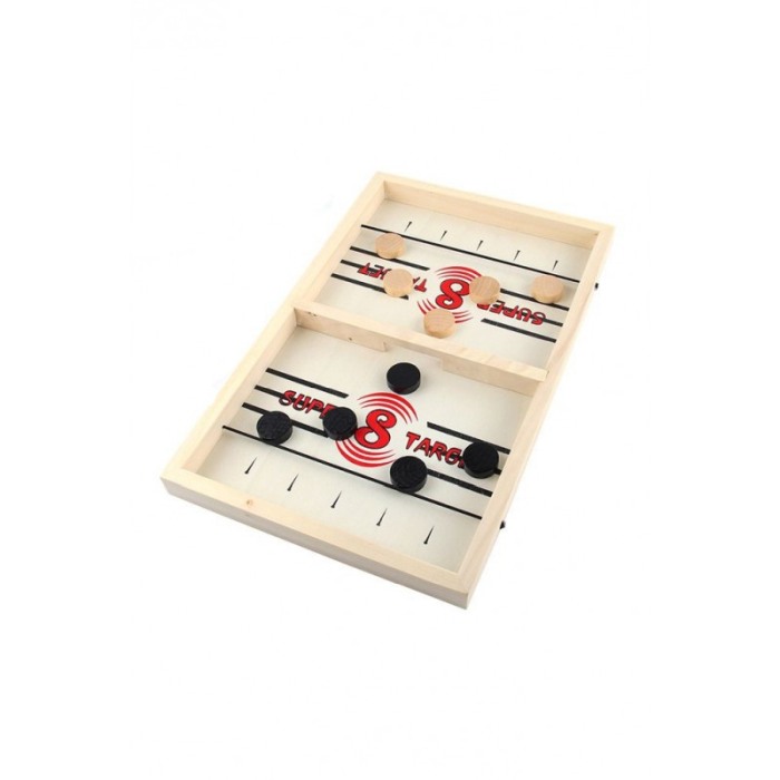 Joc de societate Puck Goal, tip hochey, din lemn , distractiv, 35 x22 cm , crem [2]