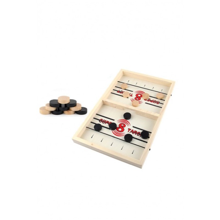 Joc de societate Puck Goal, tip hochey, din lemn , distractiv, 35 x22 cm , crem [6]
