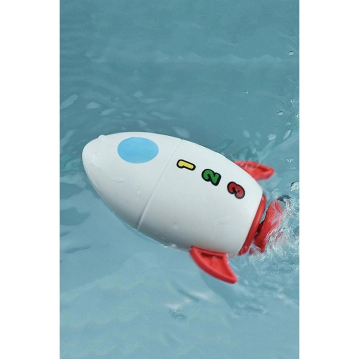 Jucarie de baie distractiva LittleSwimmer, forma racheta, nu necesita baterii, 11 cm, alb, Doty®️ [2]