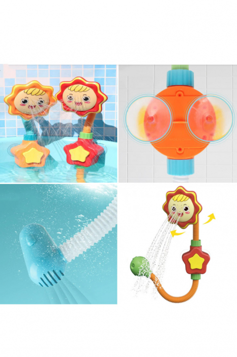 Jucarie de baie electrica tip para de dus Interactive Flower Shower Doty®, distractiva, design atractiv, reglabila, multicolor [4]