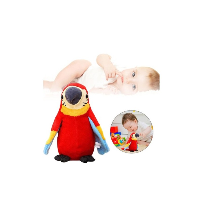 Jucarie de plus interactiva Talking Parrot, forma de papagal, suport inclus, rosu, 22 cm, Doty®️ [5]