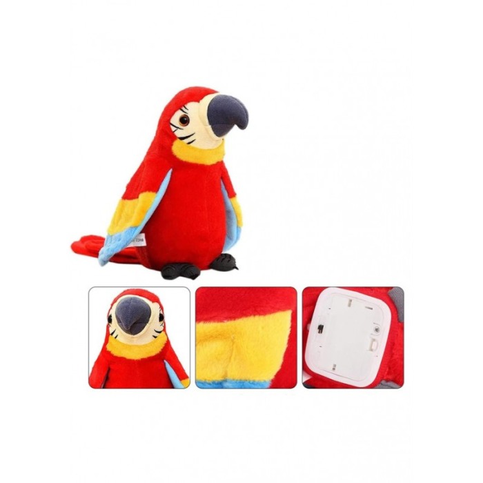 Jucarie de plus interactiva Talking Parrot, forma de papagal, suport inclus, rosu, 22 cm, Doty®️ [4]