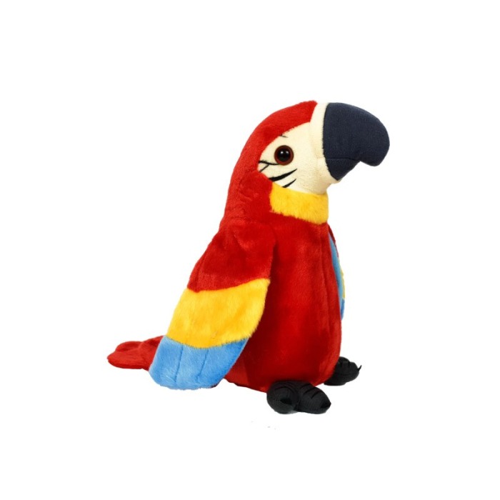Jucarie de plus interactiva Talking Parrot, forma de papagal, suport inclus, rosu, 22 cm, Doty®️ [2]