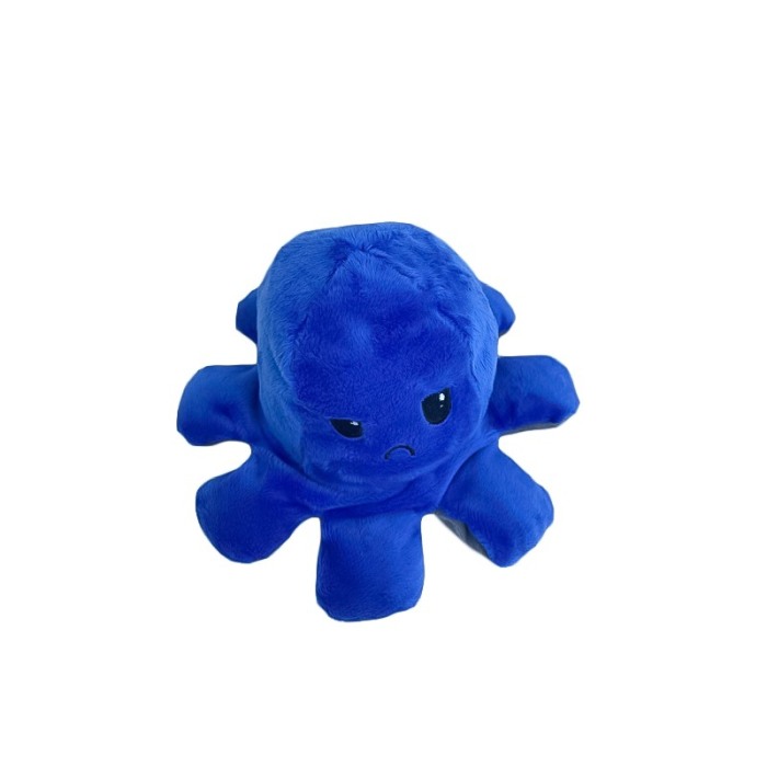 Jucarie de plus Octy Mood, caracatita reversibila, material moale , interactiva, gri/albastru, 18 cm [2]