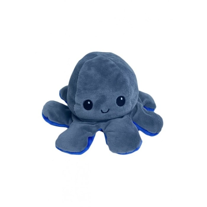 Jucarie de plus Octy Mood, caracatita reversibila, material moale , interactiva, gri/albastru, 18 cm [5]