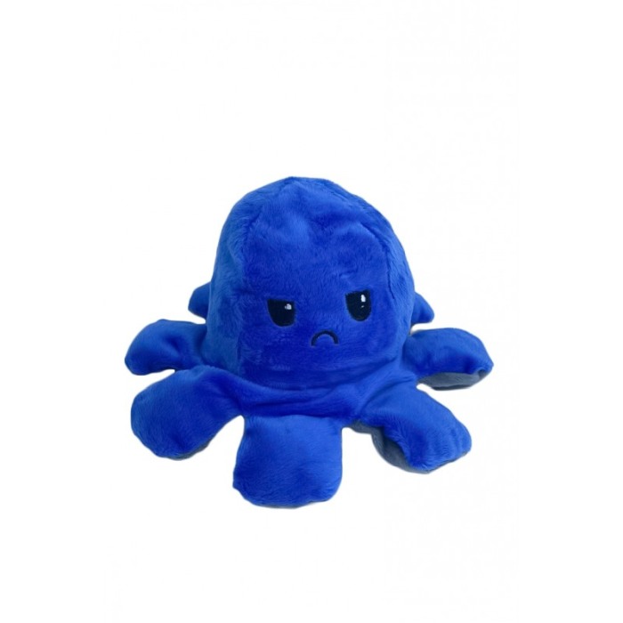 Jucarie de plus Octy Mood, caracatita reversibila, material moale , interactiva, gri/albastru, 18 cm [4]