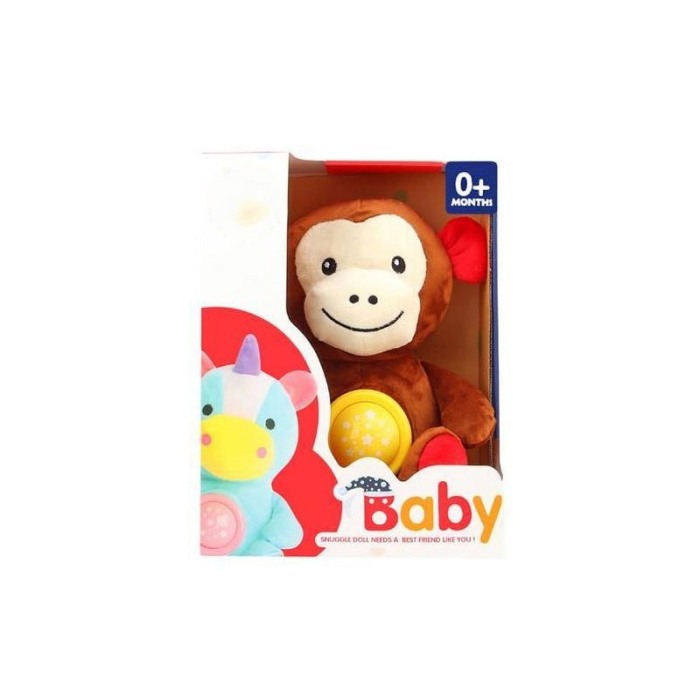 Jucarie din plus MonkeyFriend, cu sunete si proiectii, 30x20cm, materiale de calitate, model maimuta, maro, Doty®️ [1]