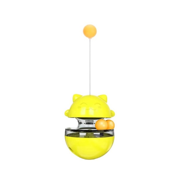 Jucarie interactiva 2 in 1 pentru pisici GattoBall, cu eliberare recompensa, mingi incluse, galben, 13x9 cm, Doty®️ [5]