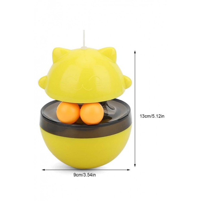 Jucarie interactiva 2 in 1 pentru pisici GattoBall, cu eliberare recompensa, mingi incluse, galben, 13x9 cm, Doty®️ [8]