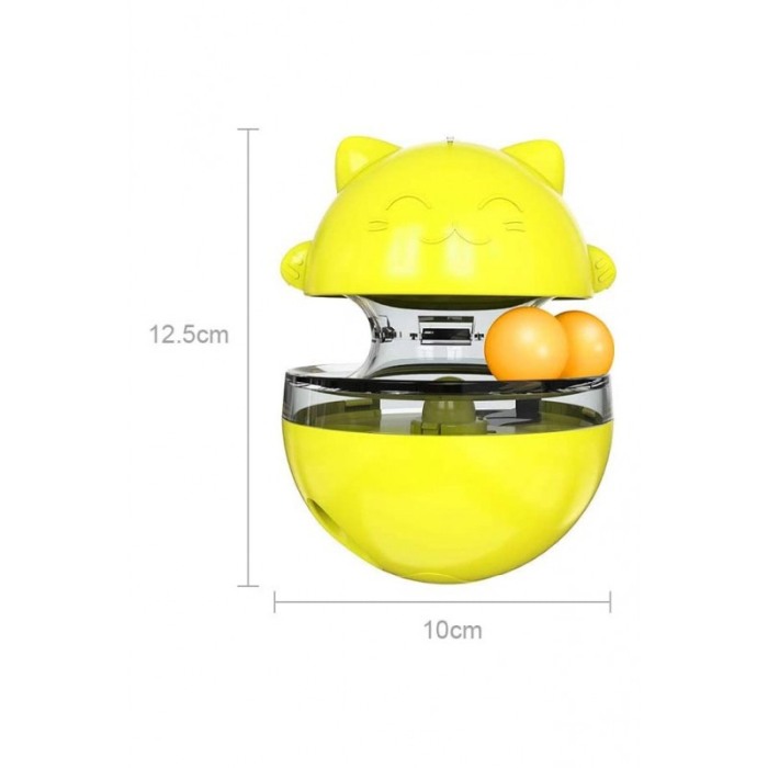Jucarie interactiva 2 in 1 pentru pisici GattoBall, cu eliberare recompensa, mingi incluse, galben, 13x9 cm, Doty®️ [1]