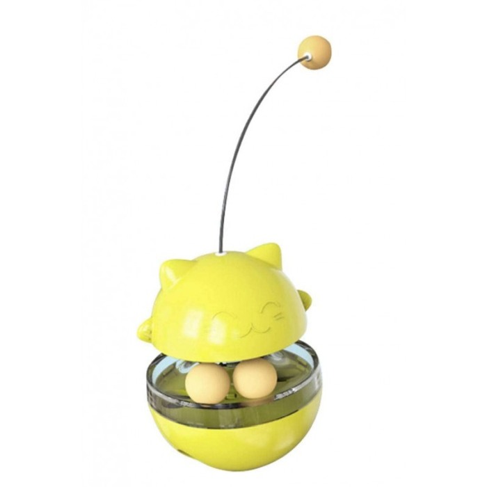 Jucarie interactiva 2 in 1 pentru pisici GattoBall, cu eliberare recompensa, mingi incluse, galben, 13x9 cm, Doty®️ [2]