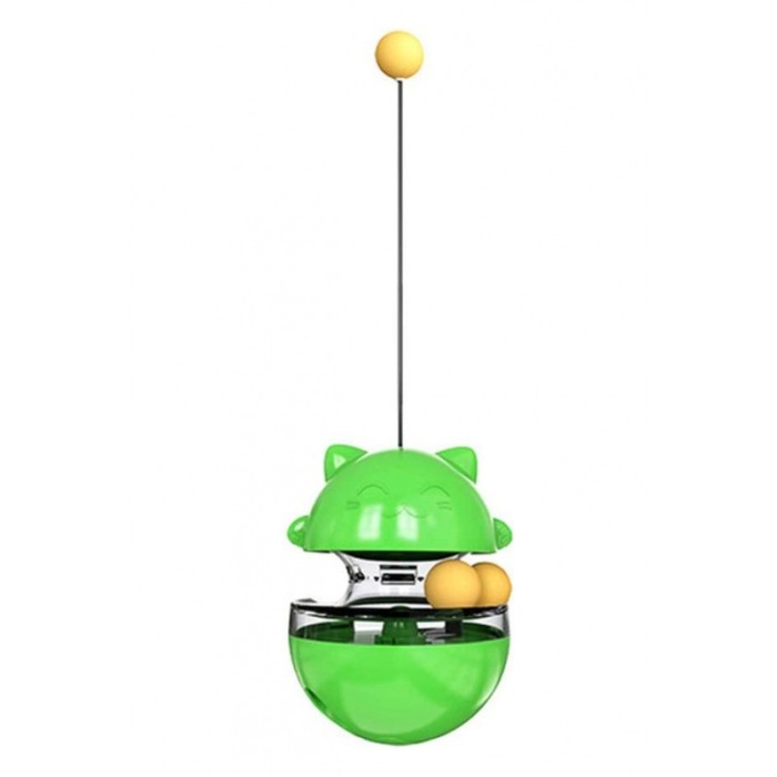 Jucarie interactiva 2 in 1 pentru pisici GattoBall, cu eliberare recompensa, mingi incluse, verde, 13x9 cm, Doty®️ [4]