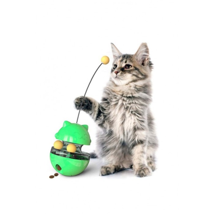 Jucarie interactiva 2 in 1 pentru pisici GattoBall, cu eliberare recompensa, mingi incluse, verde, 13x9 cm, Doty®️ [3]