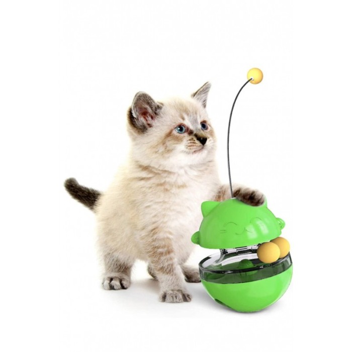 Jucarie interactiva 2 in 1 pentru pisici GattoBall, cu eliberare recompensa, mingi incluse, verde, 13x9 cm, Doty®️ [6]