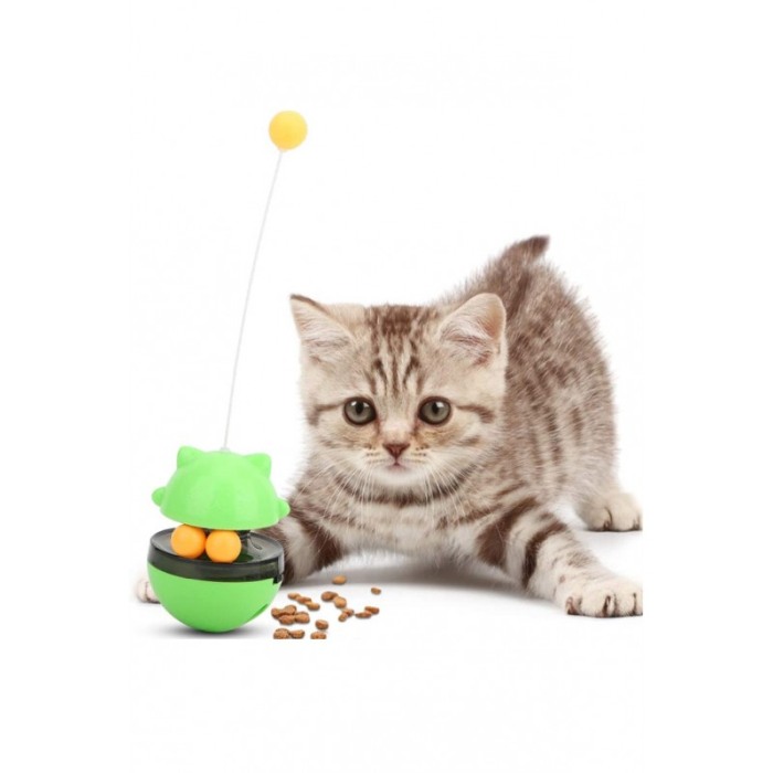 Jucarie interactiva 2 in 1 pentru pisici GattoBall, cu eliberare recompensa, mingi incluse, verde, 13x9 cm, Doty®️ [2]