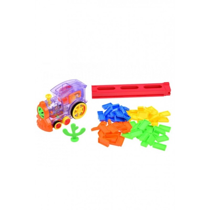 Jucarie interactiva Dom's Train, Locomotiva, cu lumini si sunete, cu 80 de piese Domino, Doty® [2]