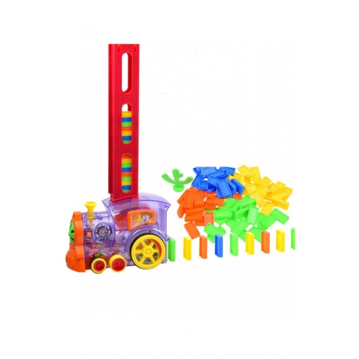 Jucarie interactiva Dom's Train, Locomotiva, cu lumini si sunete, cu 80 de piese Domino, Doty® [5]