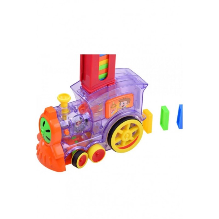 Jucarie interactiva Dom's Train, Locomotiva, cu lumini si sunete, cu 80 de piese Domino, Doty® [7]