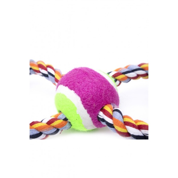 Jucarie interactiva pentru catei RopeBall, cu minge si sfoara , interactiva, 25 cm ,multicolora [3]