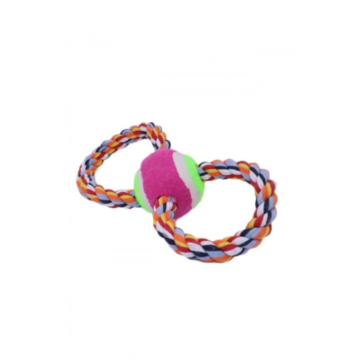 Jucarie interactiva pentru catei RopeBall, cu minge si sfoara , interactiva, 25 cm ,multicolora [5]