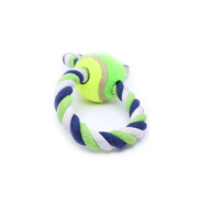 Jucarie interactiva pentru catei RopeBall, cu minge si sfoara , interactiva, 25 cm ,verde/albastru [2]