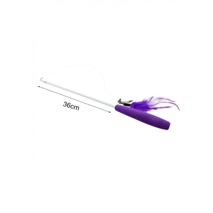 Jucarie interactiva pentru pisici RodToy, tip undita cu pene, distractiva, 36 cm, mov, Doty®️ [1]