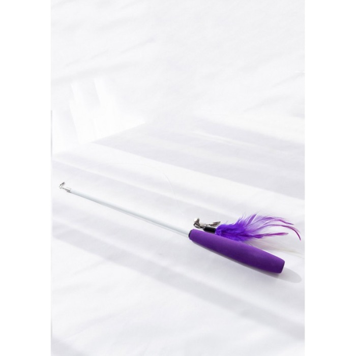 Jucarie interactiva pentru pisici RodToy, tip undita cu pene, distractiva, 36 cm, mov, Doty®️ [3]