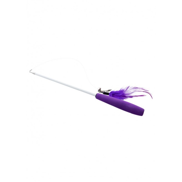 Jucarie interactiva pentru pisici RodToy, tip undita cu pene, distractiva, 36 cm, mov, Doty®️ [4]