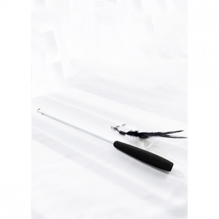 Jucarie interactiva pentru pisici RodToy, tip undita cu pene, distractiva, 36 cm, negru, Doty®️ [3]