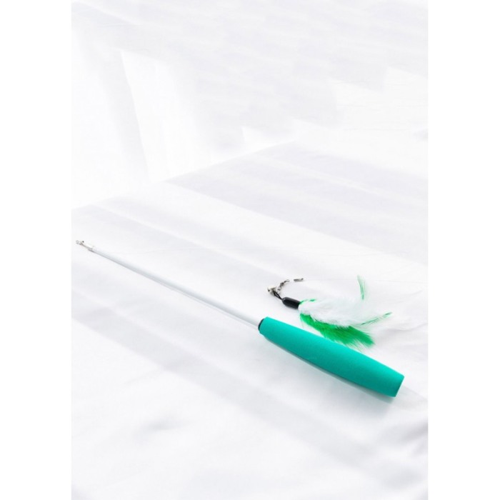 Jucarie interactiva pentru pisici RodToy, tip undita cu pene, distractiva, 36 cm, verde, Doty®️ [2]