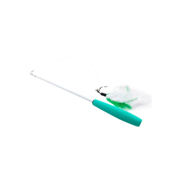 Jucarie interactiva pentru pisici RodToy, tip undita cu pene, distractiva, 36 cm, verde, Doty®️ [1]