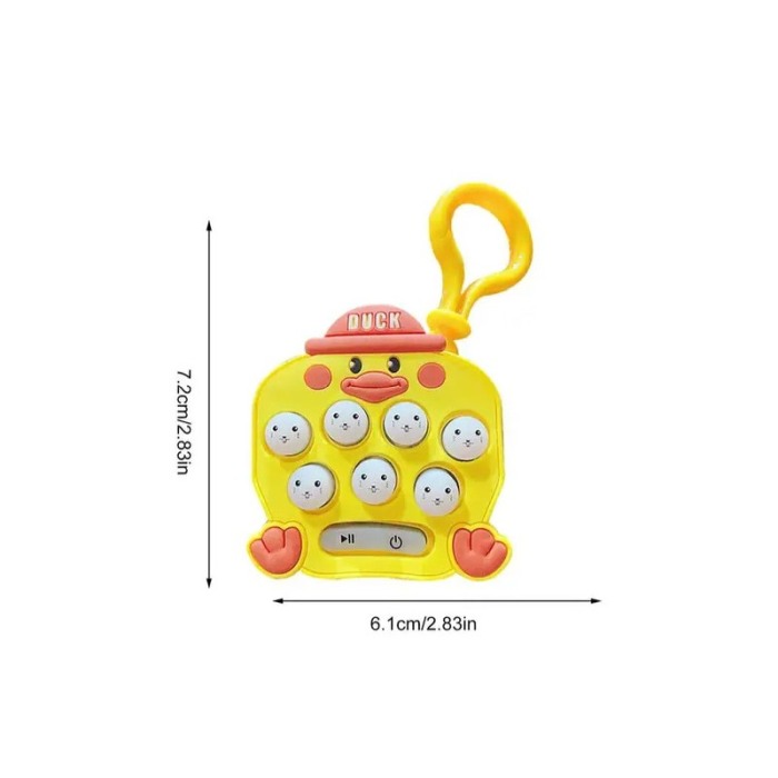 Jucarie interactiva tip breloc RingFriend, cu lumini si efecte sonore, baterie inclusa, model rata, galben/roz, 7.2/6.1 cm [4]