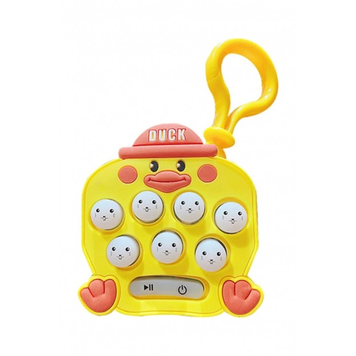 Jucarie interactiva tip breloc RingFriend, cu lumini si efecte sonore, baterie inclusa, model rata, galben/roz, 7.2/6.1 cm [1]