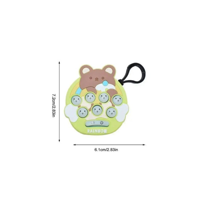 Jucarie interactiva tip breloc RingFriend, cu lumini si efecte sonore, baterie inclusa, model urs, verde/albastru, 7.2/6.1 cm [4]