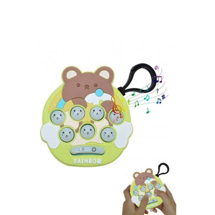 Jucarie interactiva tip breloc RingFriend, cu lumini si efecte sonore, baterie inclusa, model urs, verde/albastru, 7.2/6.1 cm [3]