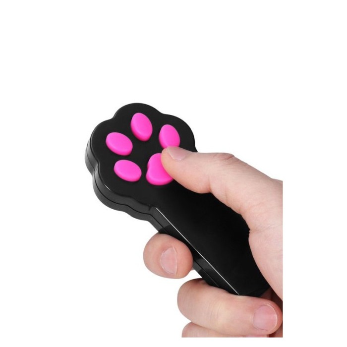 Jucarie laser pentru pisici ShowLight Paw, forma de labuta, dimensiuni reduse, interactiva, negru/roz, 10x5.5 cm [2]