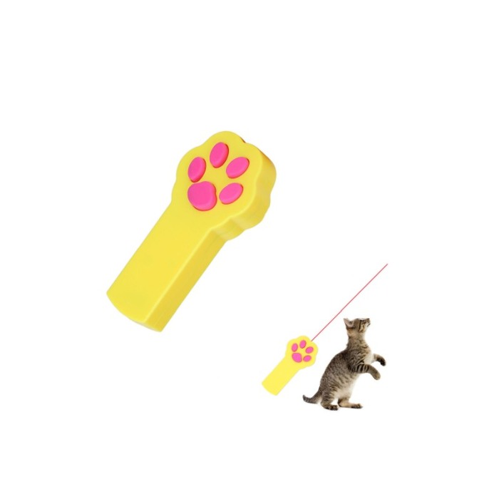 Jucarie laser pentru pisici ShowLight Paw, forma de labuta, interactiva, galben/roz, 10x5.5 cm [5]