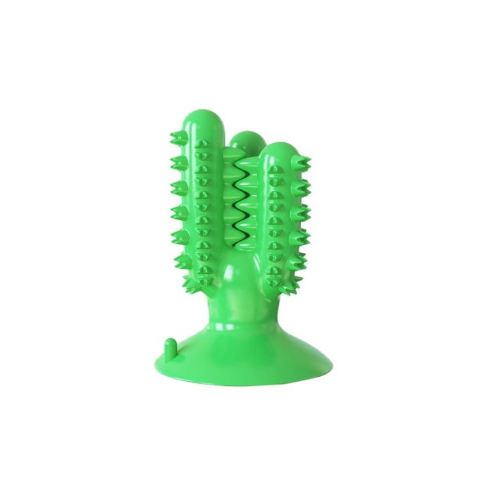 Jucarie molara din silicon pentru caini Cactus Friend , cu ventuza, tip stick dentar, 13x9 cm, verde [2]