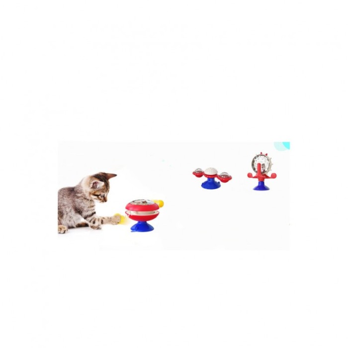 Jucarie multifunctionala pentru pisici Carousel Treats, rotativa, cu ventuza, interactiva, 16x7 cm, multicolora [5]