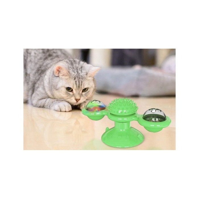 Jucarie multifunctionala pentru pisici Octopus Kitty Friend ,rotativa, cu ventuza, biluta cu efecte luminoase, iarba pisicii inc [1]