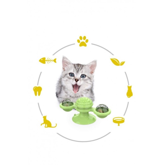 Jucarie multifunctionala pentru pisici Octopus Kitty Friend ,rotativa, cu ventuza, biluta cu efecte luminoase, iarba pisicii inc [2]